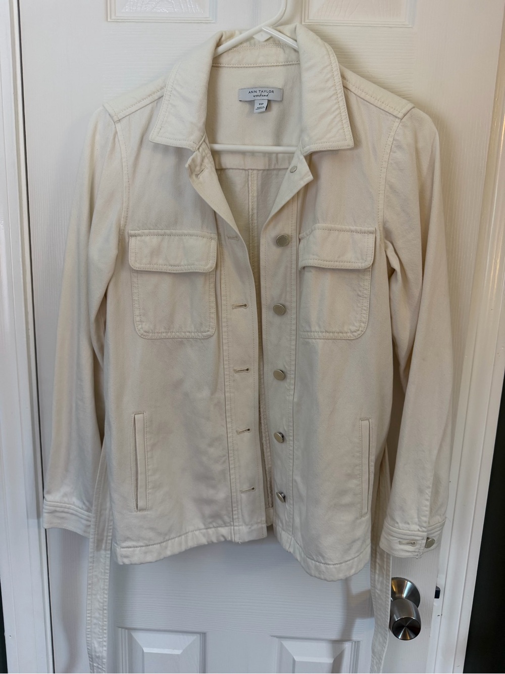 Ann Taylor Off-White Utility Jacket with Flap Pockets
